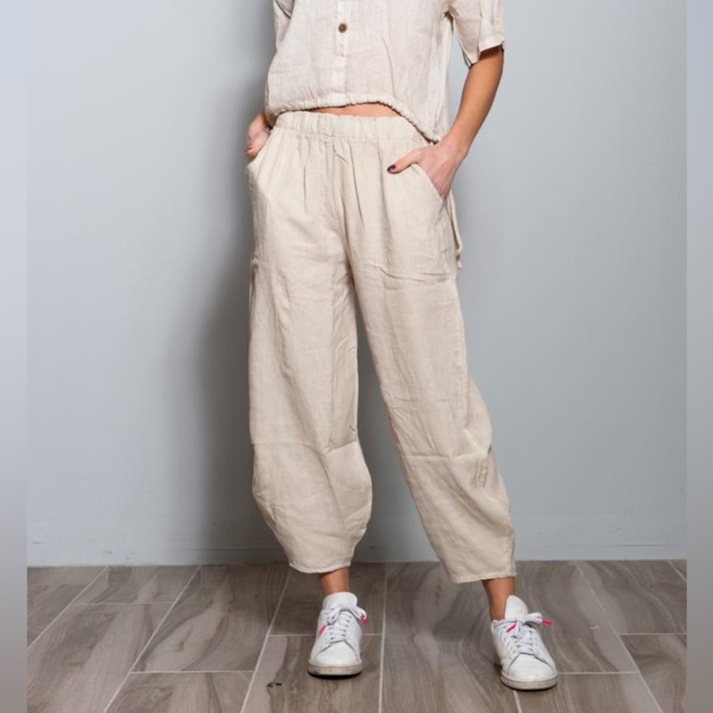 NWT Beige Linen Harem Pants